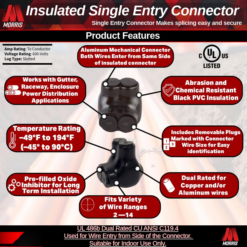 NORAs テーブル　type 2 900 Morris Products 97103 Black Insulated 2 Conductor Single